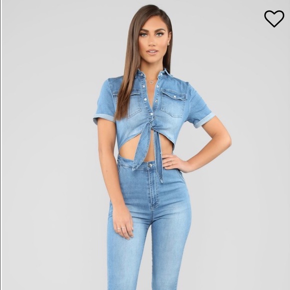 denim cut out jumpsuit